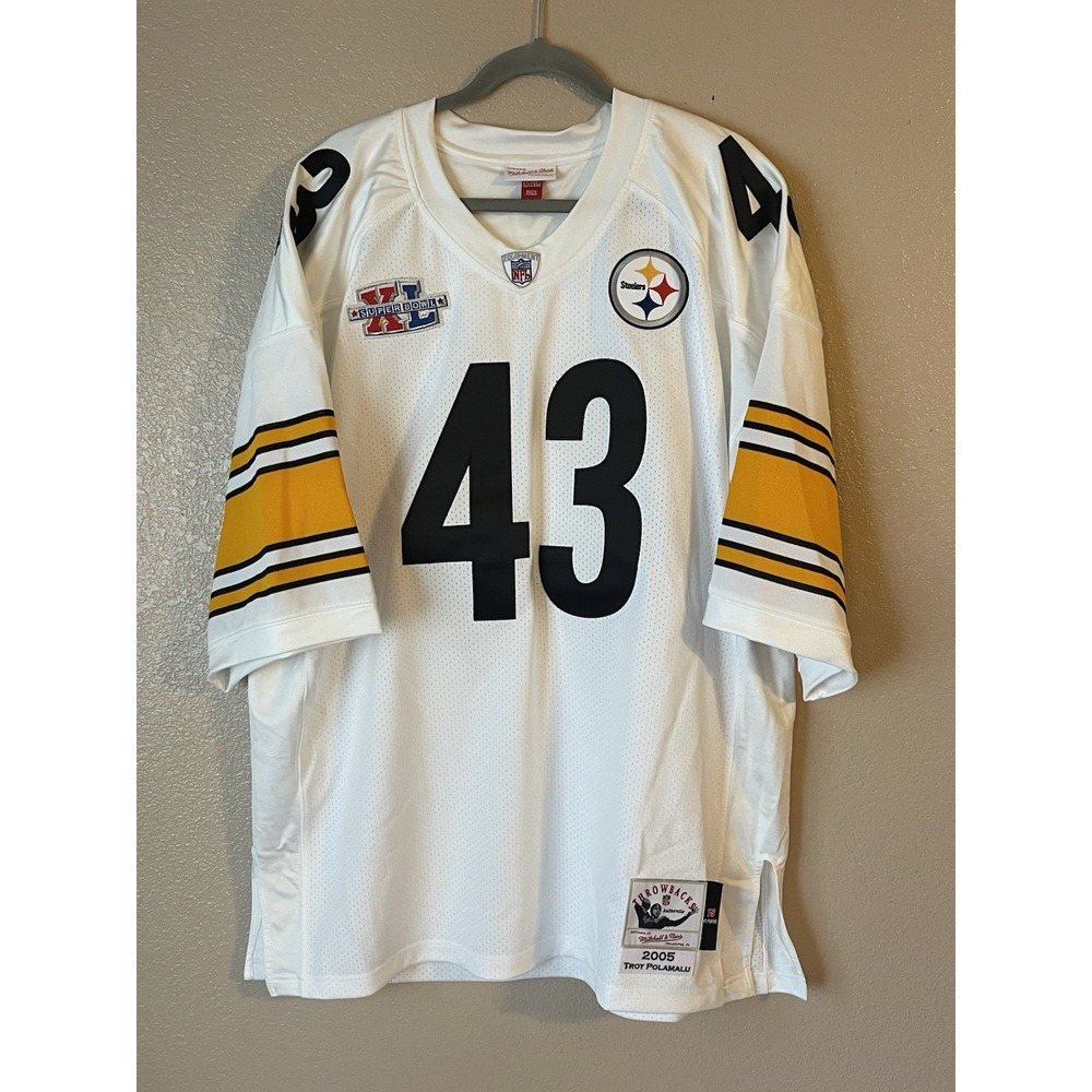 Men's 2XL NWOT Pittsburgh Steelers Mitchell & Ness Polamalu 43 Super Bowl Jersey